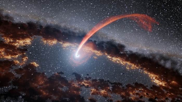 별이 블랙홀에 빨려들어가는 모습을 그린 상상도입니다. Credits: NASA/JPL-Caltech